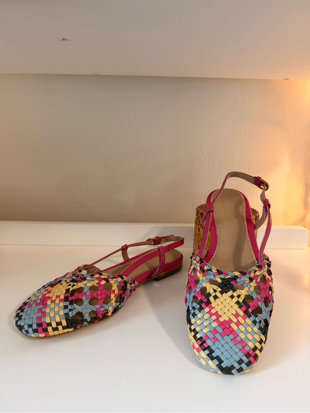 Boden Multicolor Woven Slingback Flats